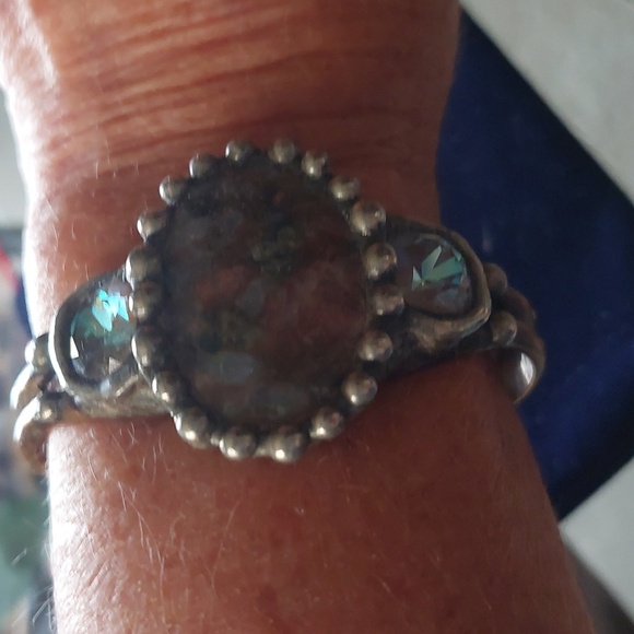 Mikal Winn Elegant Brown and Blue Stone Mixed MetalBracelet